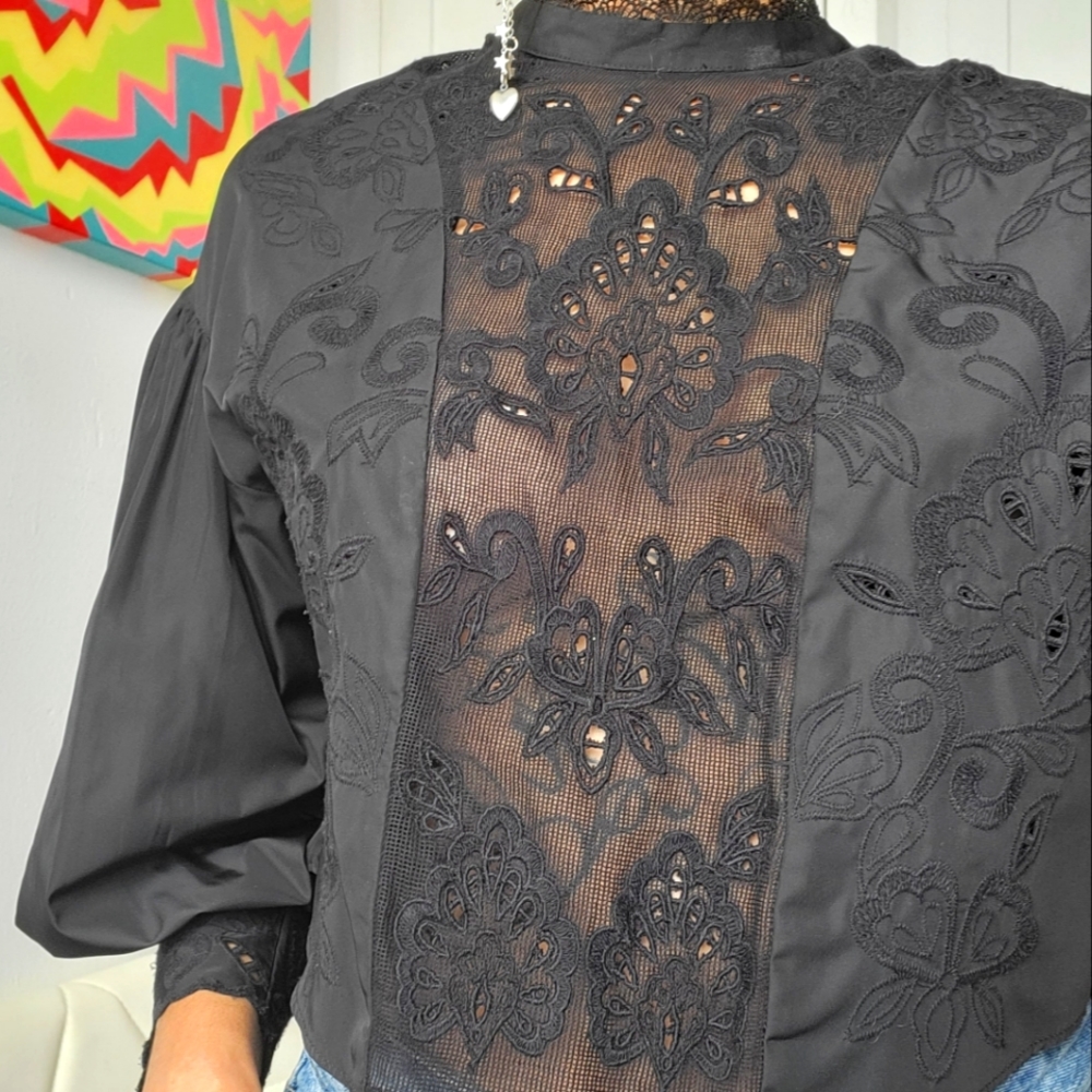 Embroidered Lace Mesh Crop Top Polyester Zara